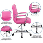 Emma and Oliver Mid-Back Vinyl Executive Swivel Office Chair with Chrome Base and Arms