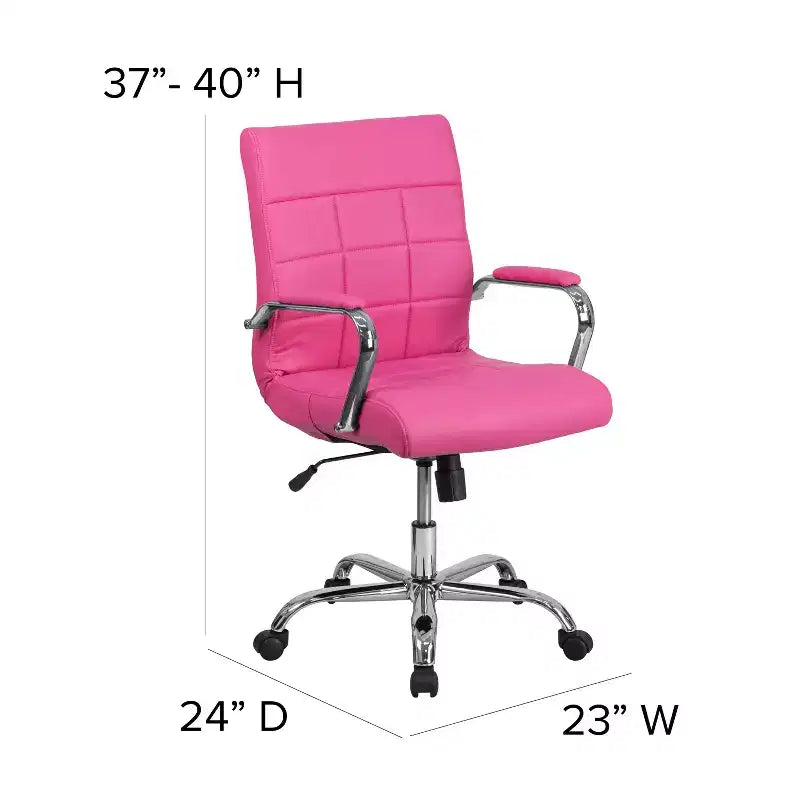 Emma and Oliver Mid-Back Vinyl Executive Swivel Office Chair with Chrome Base and Arms