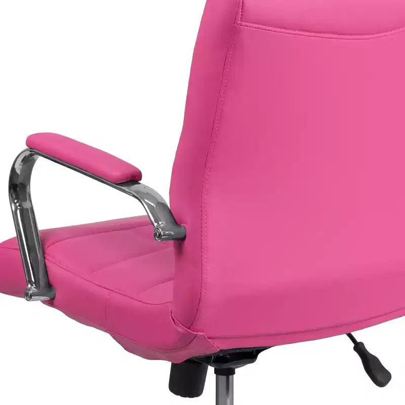 Emma and Oliver Mid-Back Vinyl Executive Swivel Office Chair with Chrome Base and Arms