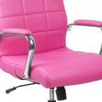 Emma and Oliver Mid-Back Vinyl Executive Swivel Office Chair with Chrome Base and Arms