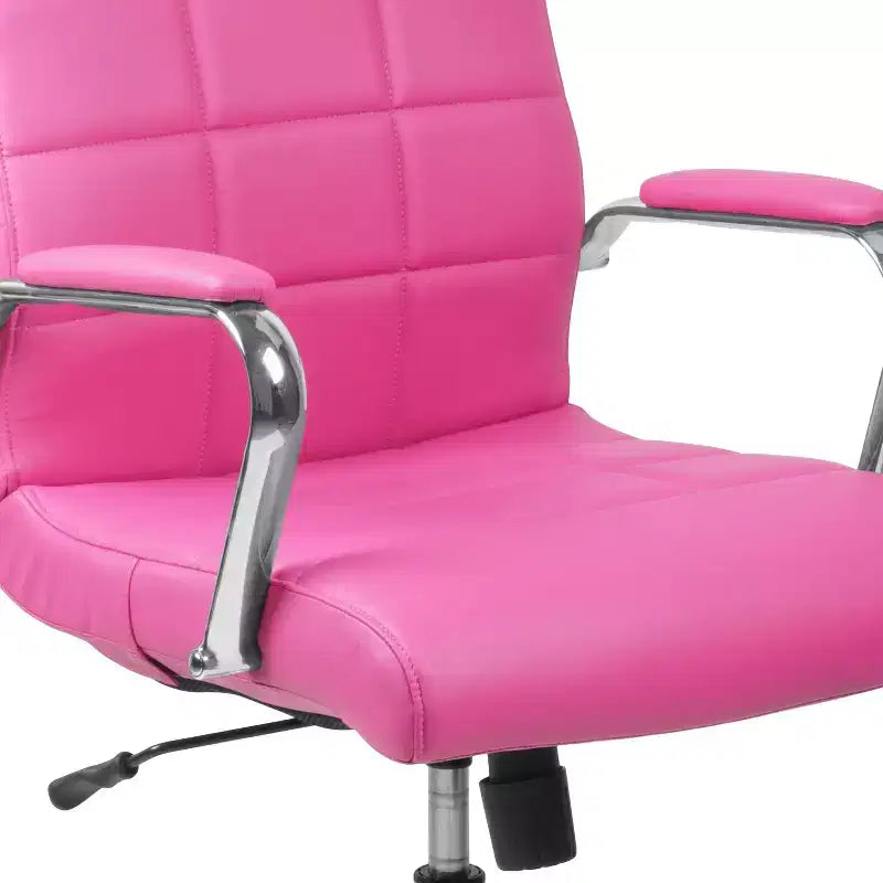 Emma and Oliver Mid-Back Vinyl Executive Swivel Office Chair with Chrome Base and Arms