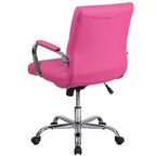 Emma and Oliver Mid-Back Vinyl Executive Swivel Office Chair with Chrome Base and Arms