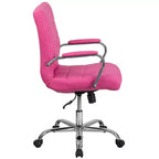 Emma and Oliver Mid-Back Vinyl Executive Swivel Office Chair with Chrome Base and Arms