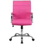 Emma and Oliver Mid-Back Vinyl Executive Swivel Office Chair with Chrome Base and Arms