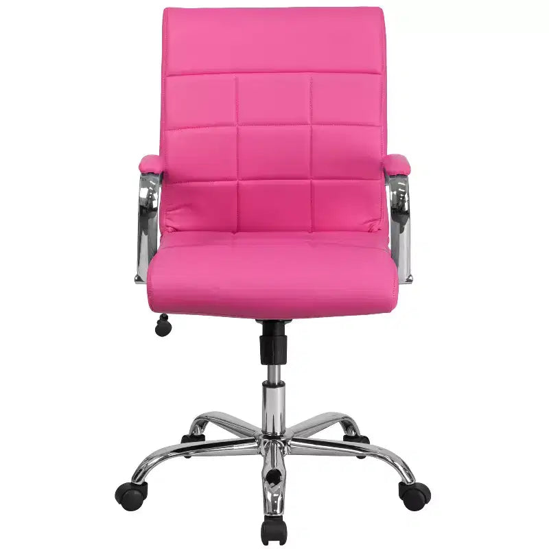 Emma and Oliver Mid-Back Vinyl Executive Swivel Office Chair with Chrome Base and Arms
