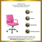 Emma and Oliver Mid-Back Vinyl Executive Swivel Office Chair with Chrome Base and Arms