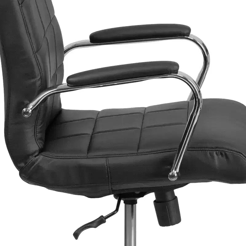 Emma and Oliver Mid-Back Vinyl Executive Swivel Office Chair with Chrome Base and Arms