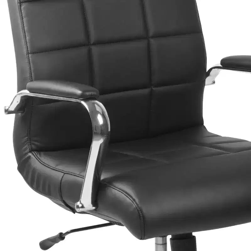 Emma and Oliver Mid-Back Vinyl Executive Swivel Office Chair with Chrome Base and Arms