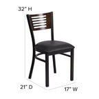 Emma and Oliver Black Decorative Slat Back Metal Restaurant Dining Chair