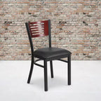 Emma and Oliver Black Decorative Slat Back Metal Restaurant Dining Chair
