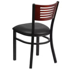 Emma and Oliver Black Decorative Slat Back Metal Restaurant Dining Chair