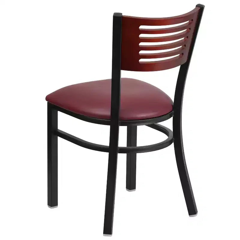 Emma and Oliver Black Decorative Slat Back Metal Restaurant Dining Chair