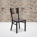 Emma and Oliver Black Decorative Slat Back Metal Restaurant Dining Chair