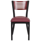 Emma and Oliver Black Decorative Slat Back Metal Restaurant Dining Chair