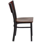 Emma and Oliver Black Decorative Slat Back Metal Restaurant Dining Chair