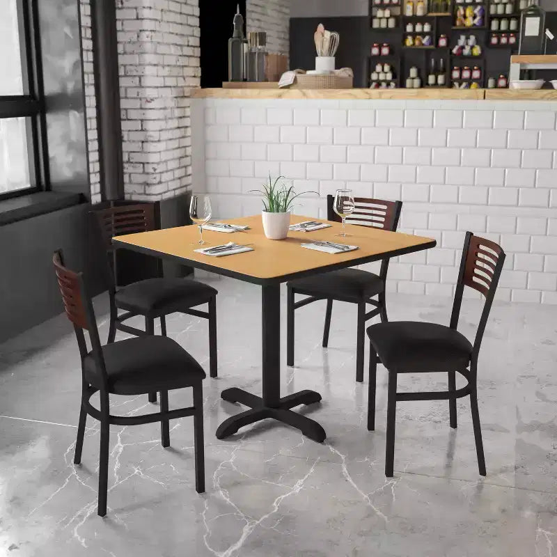 Emma and Oliver Black Decorative Slat Back Metal Restaurant Dining Chair