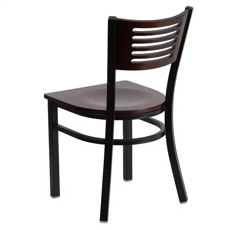 Emma and Oliver Black Decorative Slat Back Metal Restaurant Dining Chair