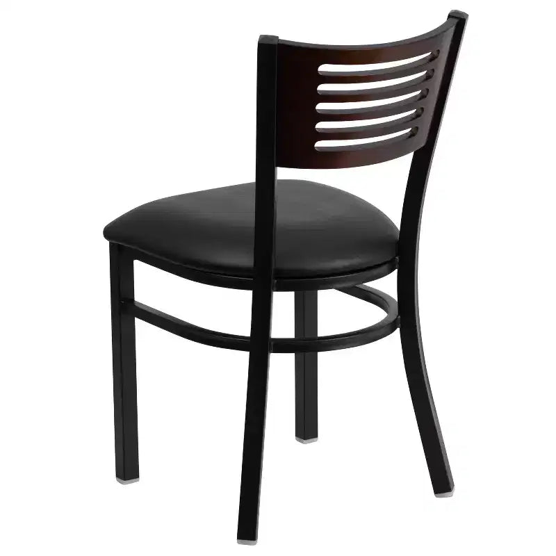 Emma and Oliver Black Decorative Slat Back Metal Restaurant Dining Chair