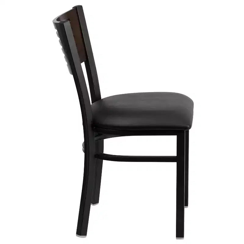 Emma and Oliver Black Decorative Slat Back Metal Restaurant Dining Chair