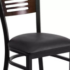 Emma and Oliver Black Decorative Slat Back Metal Restaurant Dining Chair