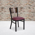 Emma and Oliver Black Decorative Slat Back Metal Restaurant Dining Chair