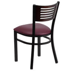 Emma and Oliver Black Decorative Slat Back Metal Restaurant Dining Chair