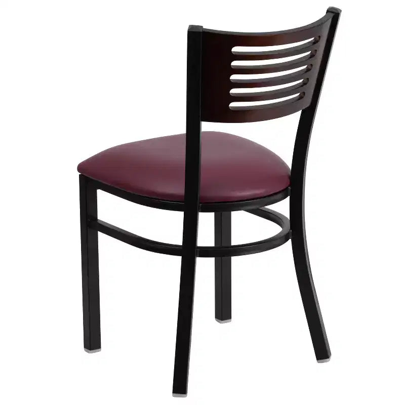 Emma and Oliver Black Decorative Slat Back Metal Restaurant Dining Chair