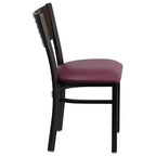 Emma and Oliver Black Decorative Slat Back Metal Restaurant Dining Chair
