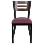 Emma and Oliver Black Decorative Slat Back Metal Restaurant Dining Chair