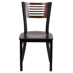 Emma and Oliver Black Decorative Slat Back Metal Restaurant Dining Chair
