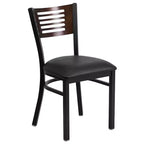 Emma and Oliver Black Decorative Slat Back Metal Restaurant Dining Chair