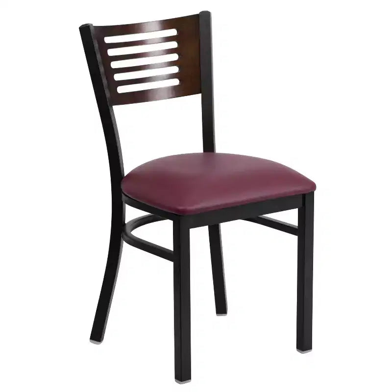 Emma and Oliver Black Decorative Slat Back Metal Restaurant Dining Chair