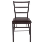 Emma and Oliver 2 Pack Ladder Back Metal Folding Chair with Brown Vinyl Seat