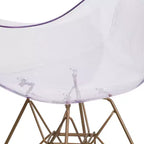 Emma and Oliver Transparent Side Chair with Arms and Gold Base