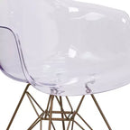 Emma and Oliver Transparent Side Chair with Arms and Gold Base