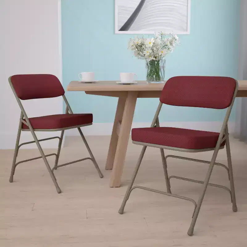 Emma and Oliver 2 Pack Home & Office Portable Party Events Fabric Padded Metal Folding Chair