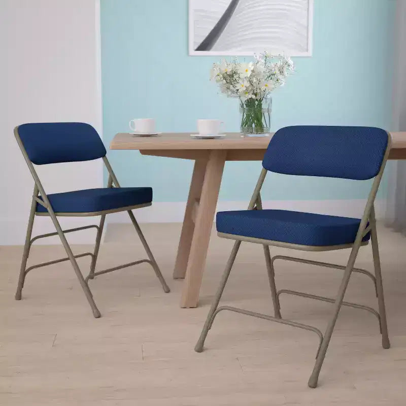 Emma and Oliver 2 Pack Home & Office Portable Party Events Fabric Padded Metal Folding Chair