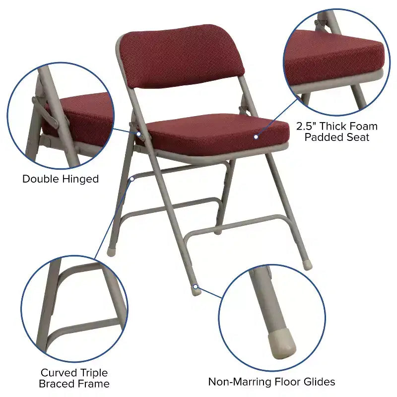 Emma and Oliver 2 Pack Home & Office Portable Party Events Fabric Padded Metal Folding Chair