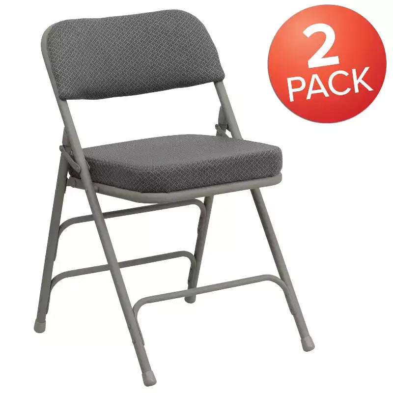Emma and Oliver 2 Pack Home & Office Portable Party Events Fabric Padded Metal Folding Chair