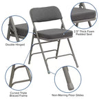 Emma and Oliver 2 Pack Home & Office Portable Party Events Fabric Padded Metal Folding Chair