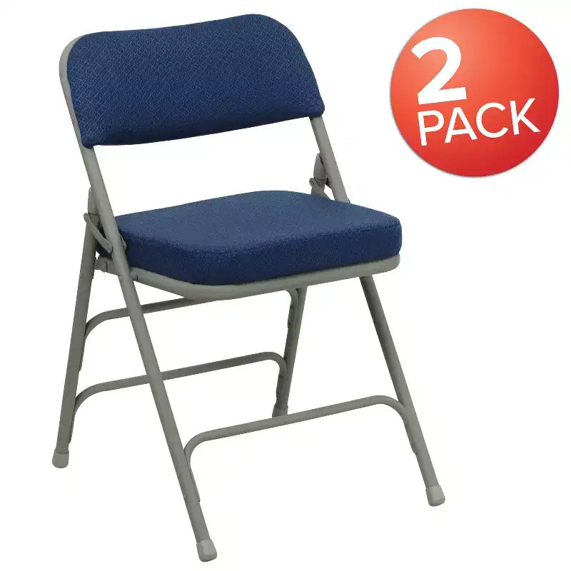 Emma and Oliver 2 Pack Home & Office Portable Party Events Fabric Padded Metal Folding Chair