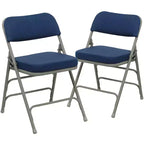 Emma and Oliver 2 Pack Home & Office Portable Party Events Fabric Padded Metal Folding Chair