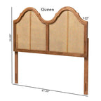 Hazel Vintage Wood and Synthetic Rattan Arched Headboard Walnut - Baxton Studio