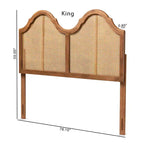 Hazel Vintage Wood and Synthetic Rattan Arched Headboard Walnut - Baxton Studio