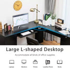 Costway L-Shaped Corner Computer Desk Writing Table Study Workstation Drawers BlackBrown