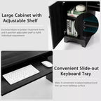 Costway L-Shaped Corner Computer Desk Writing Table Study Workstation Drawers BlackBrown