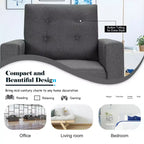 Costway Modern Tufted Accent Chair Fabric Armchair Single Sofa w/ Rubber Wood Legs Blue\ Beige\Grey