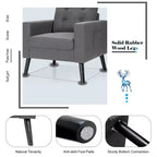 Costway Modern Tufted Accent Chair Fabric Armchair Single Sofa w/ Rubber Wood Legs Blue\ Beige\Grey
