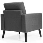 Costway Modern Tufted Accent Chair Fabric Armchair Single Sofa w/ Rubber Wood Legs Blue\ Beige\Grey