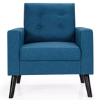 Costway Modern Tufted Accent Chair Fabric Armchair Single Sofa w/ Rubber Wood Legs Blue\ Beige\Grey